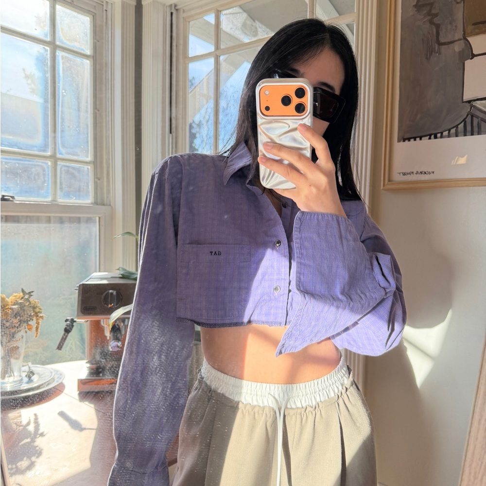 Trendy Purple Crop Blouse
